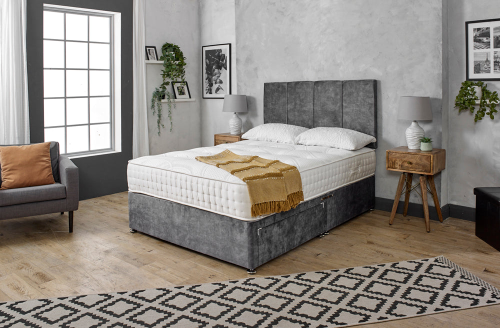 OLIVER 4 PANEL DIVAN BED WITH HEADBOARD & MATTRESS OPTIONS