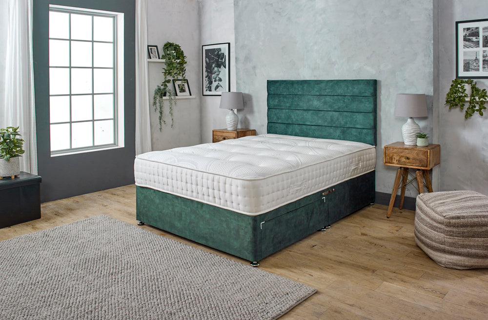 HOLLY HORIZONTAL 4 PANEL DIVAN BED WITH MATTRESS & HEADBOARD OPTIONS
