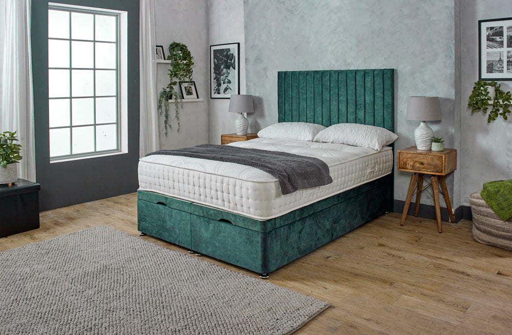 MILLY PANEL OTTOMAN DIVAN BED WITH HEADBOARD & MATTRESS OPTIONS