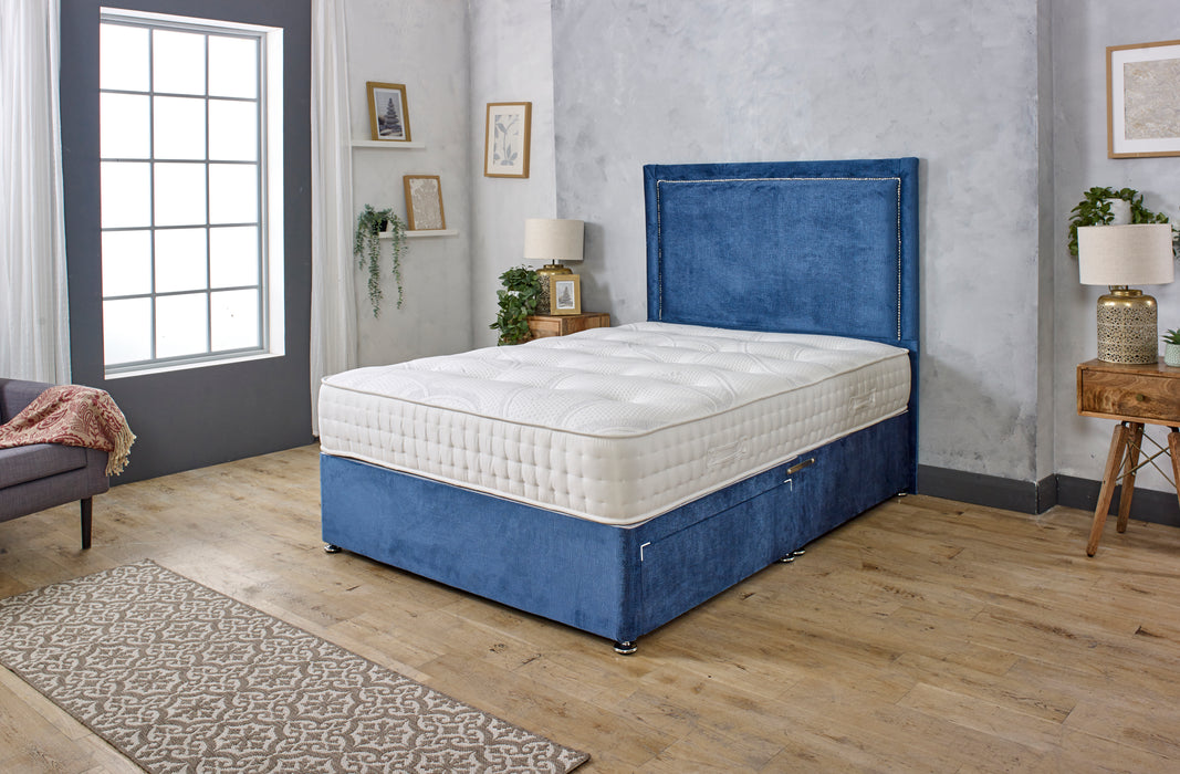 GLORIA STUDDED DIVAN BED WITH MATTRESS & HEADBOARD OPTIONS