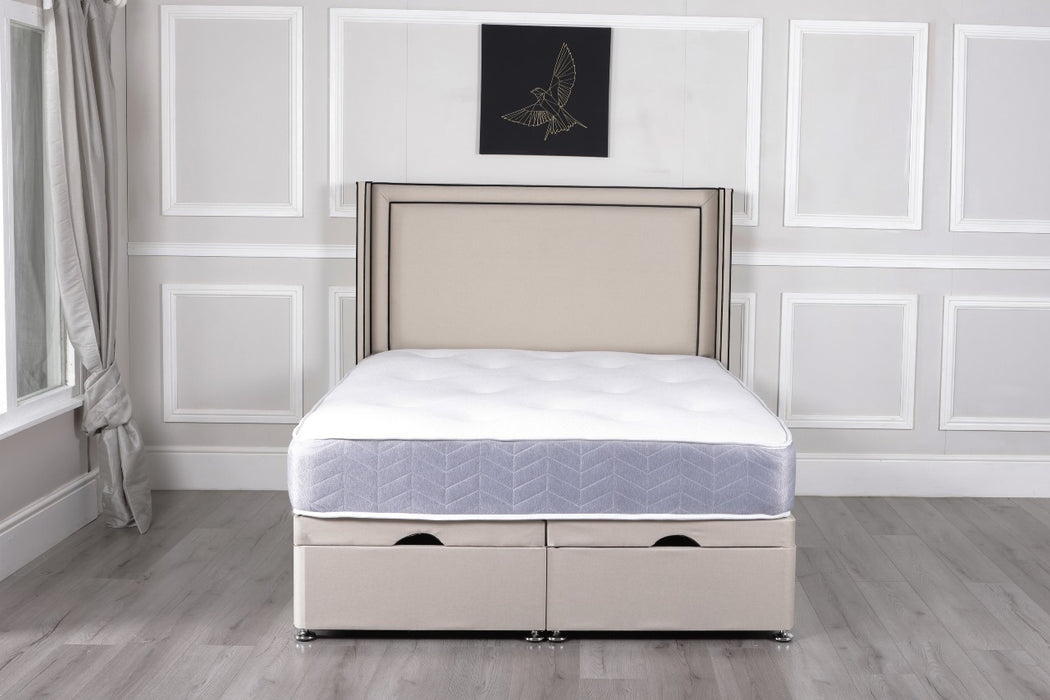 LEO OTTOMAN DIVAN BED WITH FLOOR STANDING HEADBOARD & MATTRESS OPTIONS