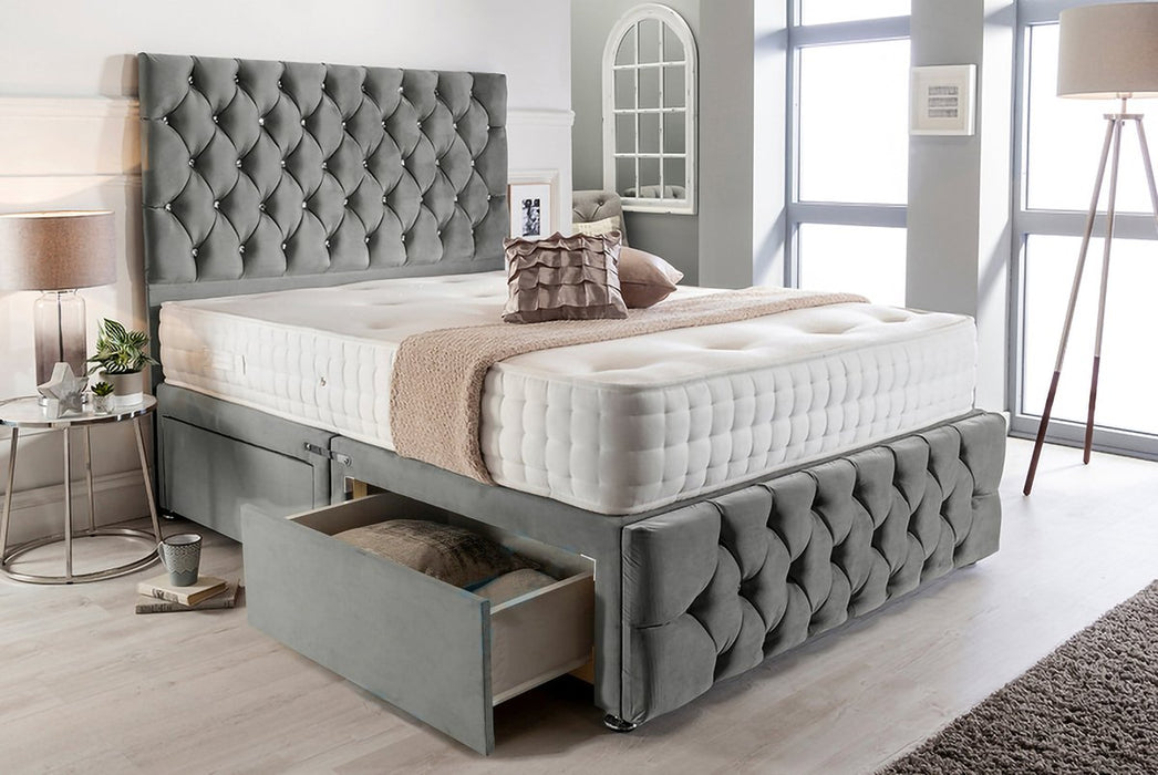 Darwin Chesterfield Divan bed with Headboard, Footboard and Mattress options