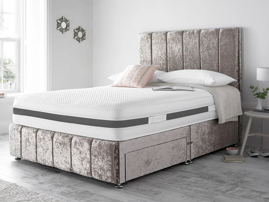 Amelia Panel Divan Bed with Headboard, Footboard and Mattress options