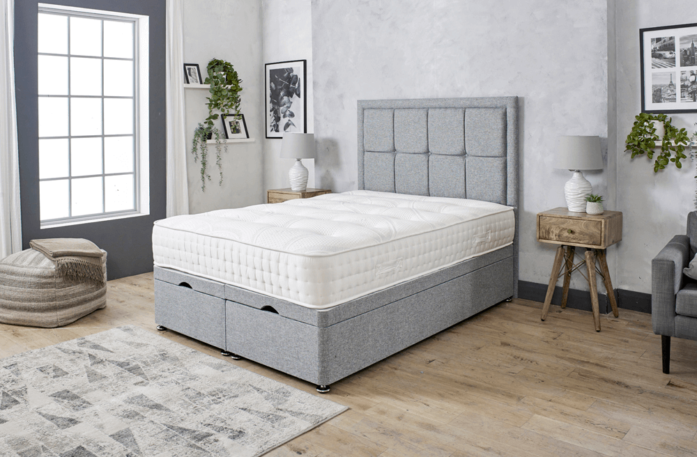 MARLEY CUBBEX OTTOMAN DIVAN BED WITH FLOOR STANDING HEADBOARD & MATTRESS OPTIONS