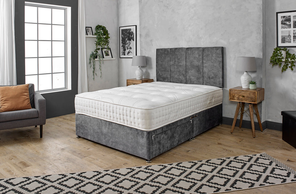 OLIVER 4 PANEL DIVAN BED WITH HEADBOARD & MATTRESS OPTIONS — Cuddly Beds