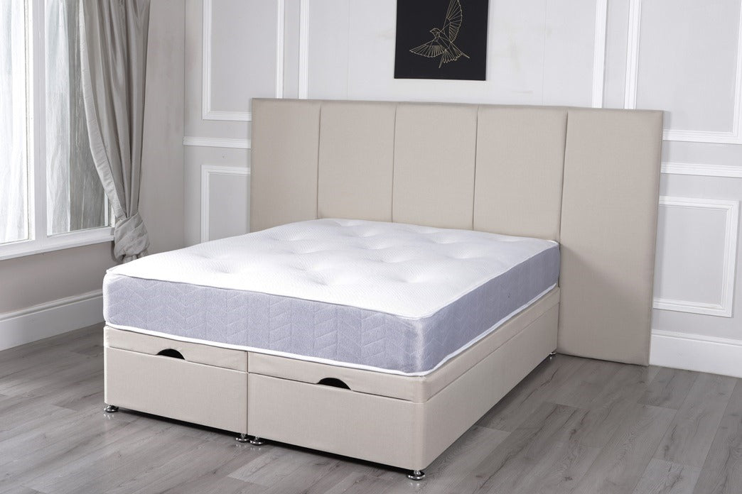 PATRICIA EXTENDED PANEL HEADBOARD WITH OTTOMAN DIVAN BED