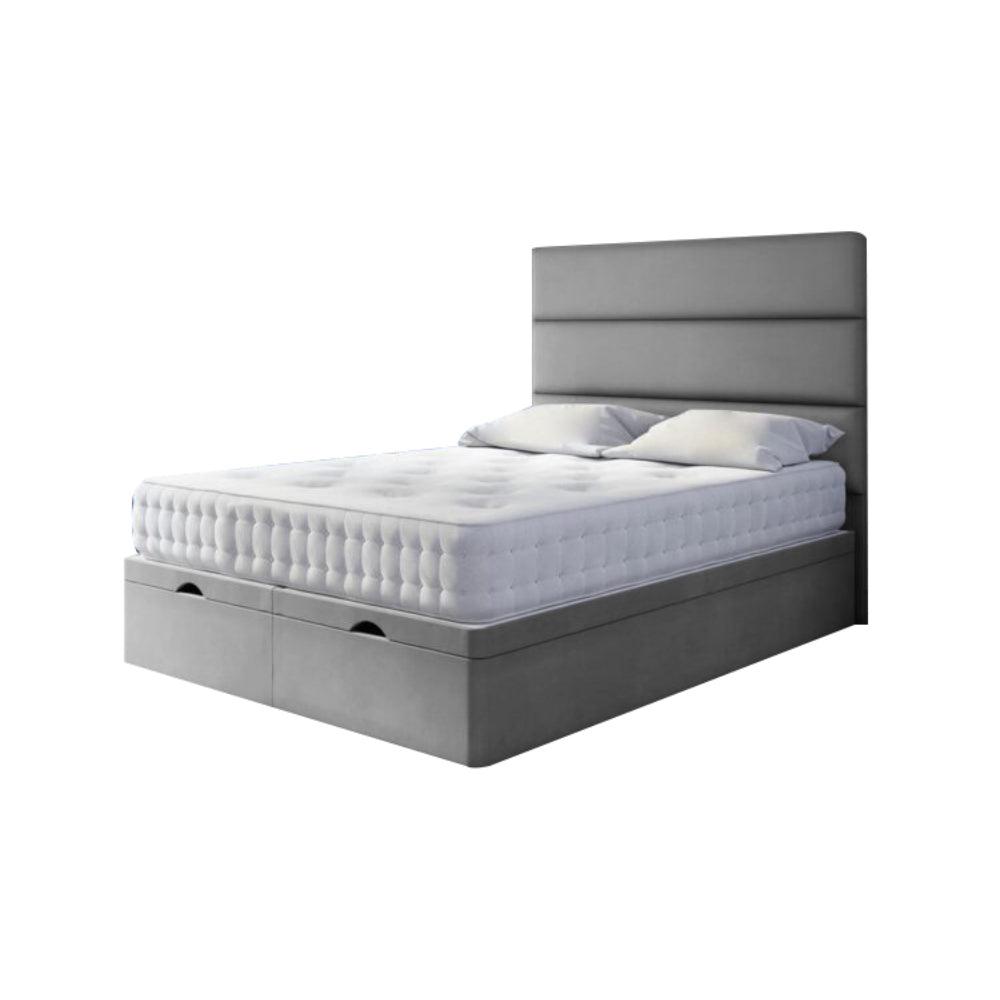 Holly Horizontal Panelled Ottoman Divan Bed with Floor Standing Headbo